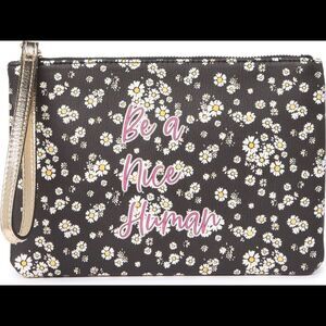 Betsey Johnson “be a nice human “ floral wristlet pouch
